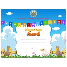 Diligent Duck Classroom Award Certificate